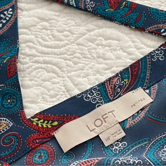 LOFT Top Ruffle Cap Sleeve Floral Paisley Size Petite Medium - Picture 13 of 15